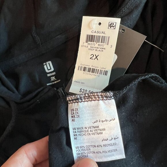 ID Ideology Women Plus 2X Full Zip Hooded Jacket Black - Picture 5 of 7